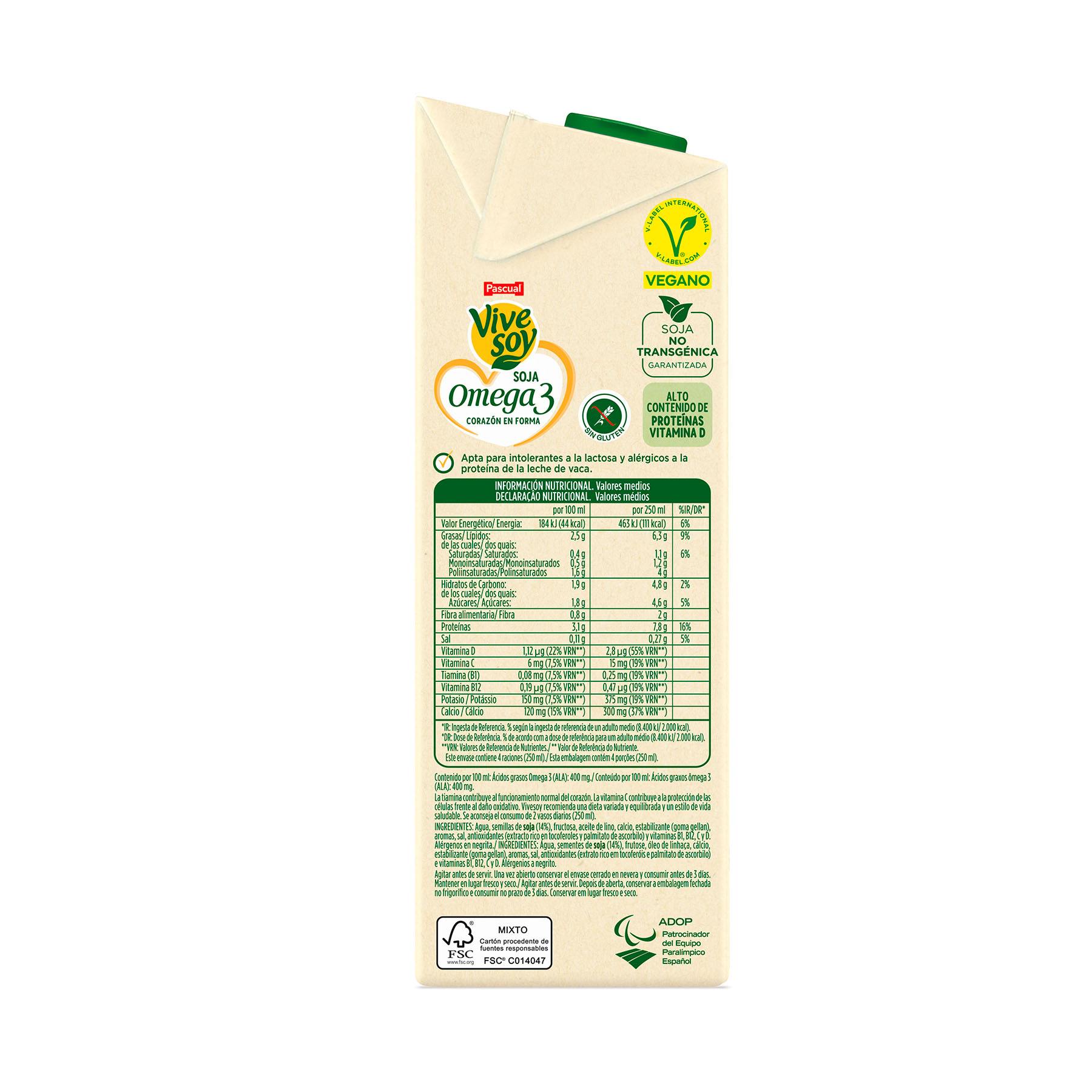 BEBIDA VEGETAL SOJA Y OMEGA 3 VIVESOY 1L