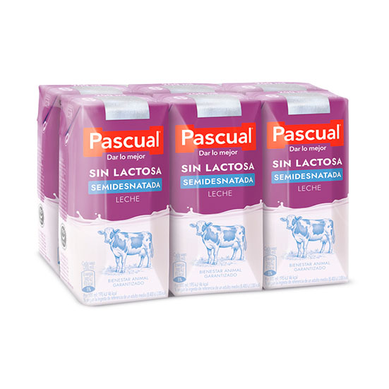 LECHE SEMIDESNATADA SIN LACTOSA PASCUAL P6
