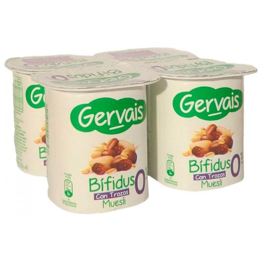 YOGUR BIFIDUS DESNATADO CON MUESLY 0% GERVAIS P4 120G/U