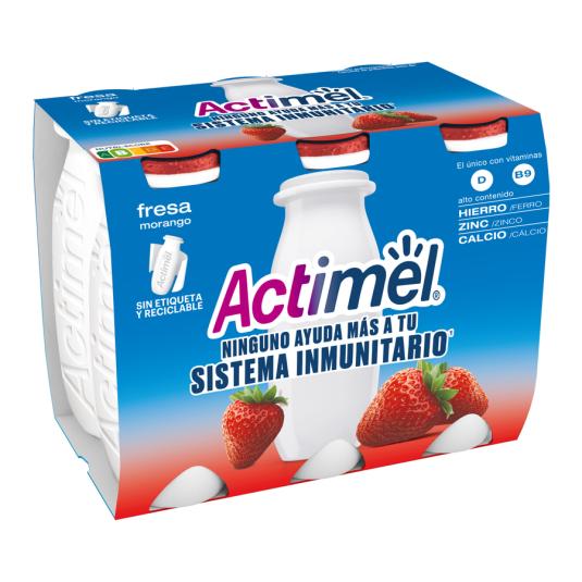 YOGUR LIQUIDO DESNATADO NATURAL ACTIMEL 0% DANONE P6 100G/U