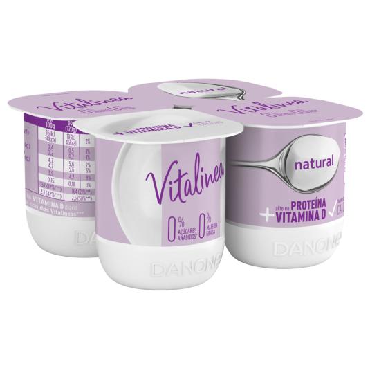 YOGUR DESNATADO NATURAL VITALINEA 0% DANONE P4 125G/U