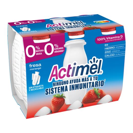 YOGUR LIQUIDO FRESA ACTIMEL 0% DANONE P6 100G/U