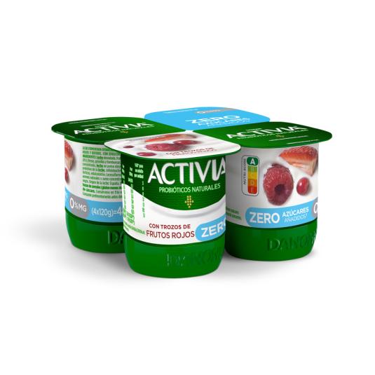 YOGUR BIFIDUS DESNATADO FRUTOS ROJOS ACTIVIA 0% DANONE P4 125G/U