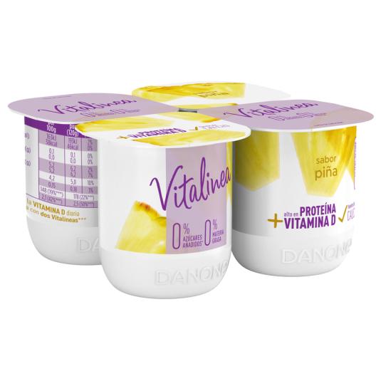 YOGUR DESNATADO PIÑA VITALINEA 0% DANONE P4 125G/U