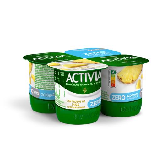 YOGUR BIFIDUS DESNATADO C/PIÑA ACTIVIA 0% DANONE P4 125G/U