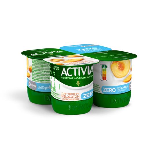 YOGUR BIFIDUS DESNATADO C/MELOCOTON ACTIVIA 0% DANONE P4 125G/U