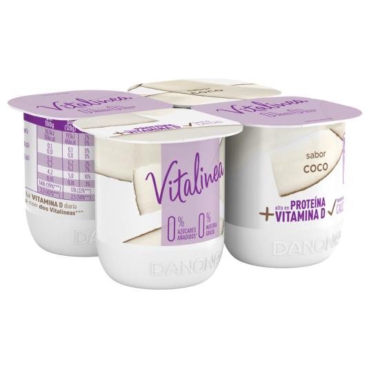 YOGUR DESNATADO COCO VITALINEA 0% DANONE P4 125G/U