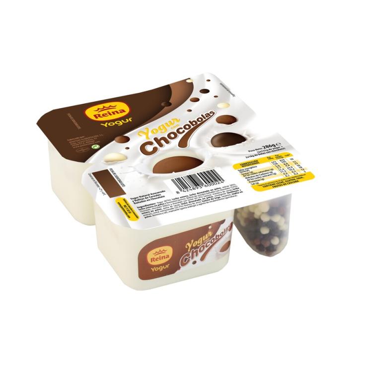 YOGUR NATUR C/AZU C/CHOCOBOLAS REINA P2 143G/U