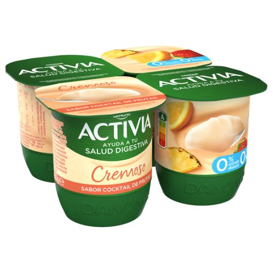 YOGUR BIFIDUS DESNATADO COCKTAIL FRUTA ACTIVIA 0% DANONE P4 120G/U