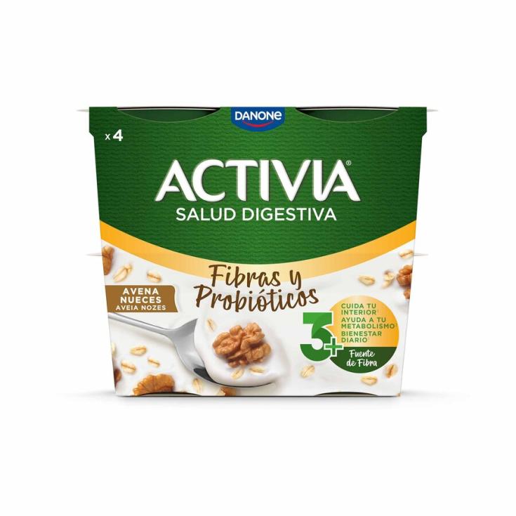 YOGUR BIFIDUS FIBRA AVENA Y NUECES ACTIVIA DANONE P4 120G/U