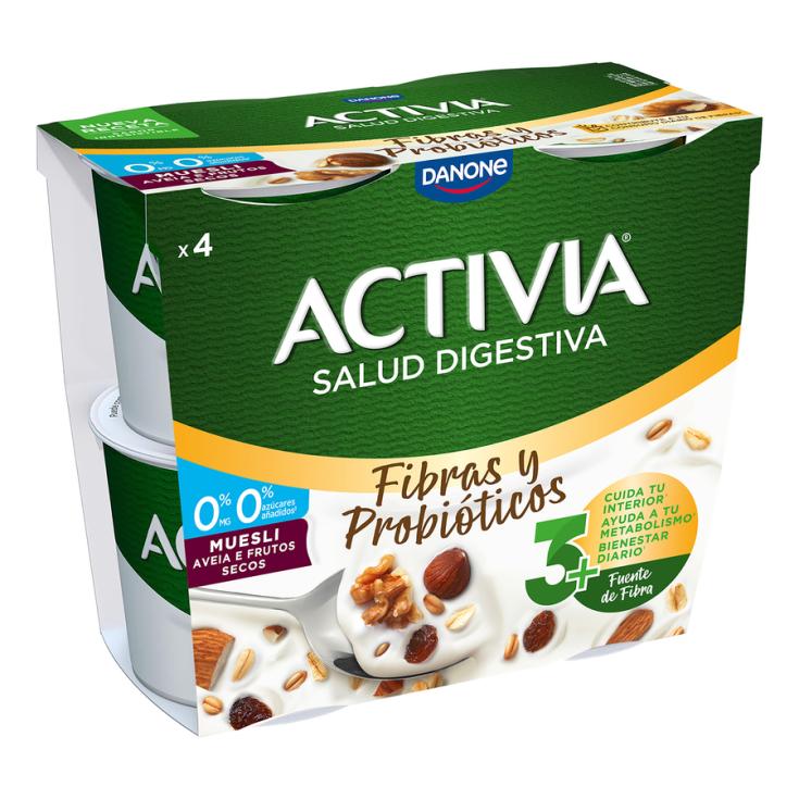 YOGUR BIFIDUS DESNATADO FIBRA MUESLI ACTIVIA 0% DANONE P4 120G/U