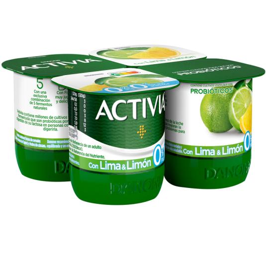 YOGUR BIFIDUS DESNATADO LIMA LIMON ACTIVIA 0% DANONE P4 125G/U