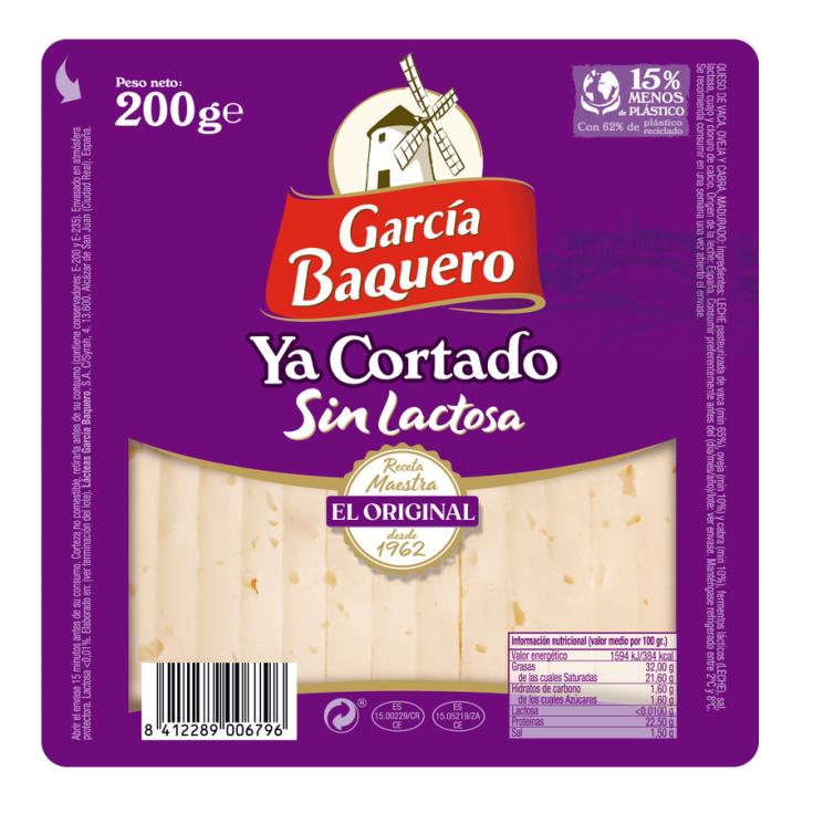 QUESO TIERNO S/LACTOSA CORTADO CUÑA GARCÍA BAQUERO 200G