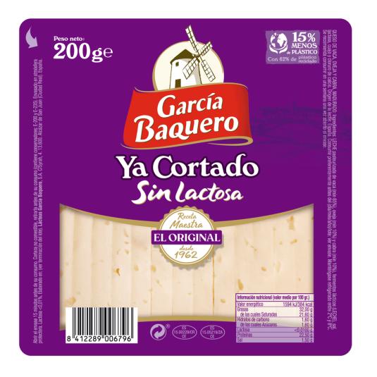 QUESO TIERNO S/LACTOSA CORTADO CUÑA GARCÍA BAQUERO 200G