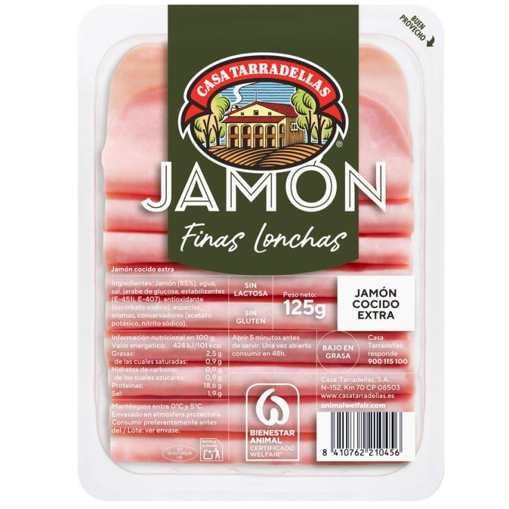 JAMÓN COCIDO FINAS LONCHAS TARRADELLAS 125G