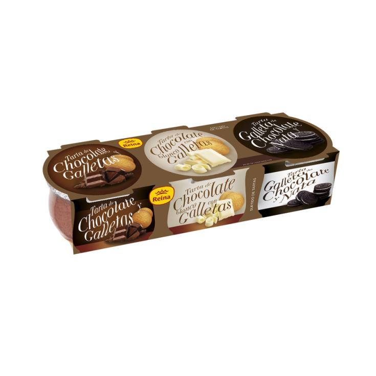 SURTIDO TARTAS 3 SABOR CHOCOLAT Y GALLET REINA P3 170G/U