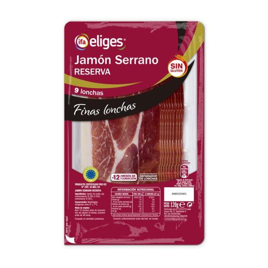 JAMON SERRANO FINAS LONCHAS IFA ELIGES 120GR