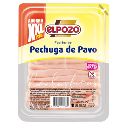 PECHUGA PAVO FINAS LONCHAS XXL EL POZO 250G