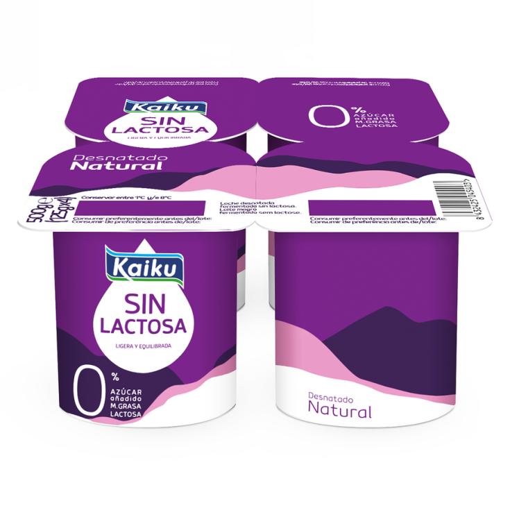 YOGUR NATURAL DESNATADO S/LACTOSA KAIKU P4 125G/U