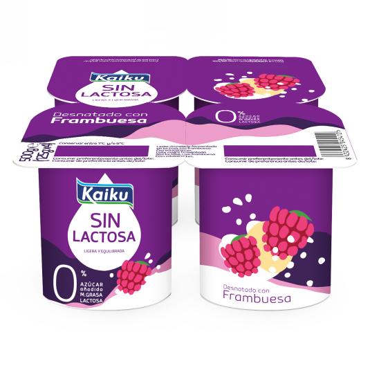 YOGUR S/LACTOSA DESNATADO FRAMBUESA KAIKU P4 125G/U