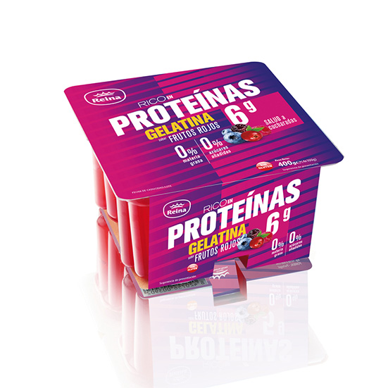 GELATINA FRUTOS ROJOS PROTEINAS REINA P4 100G/U