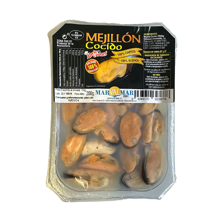 Mejillón cocido Marvalmar vianda 150g