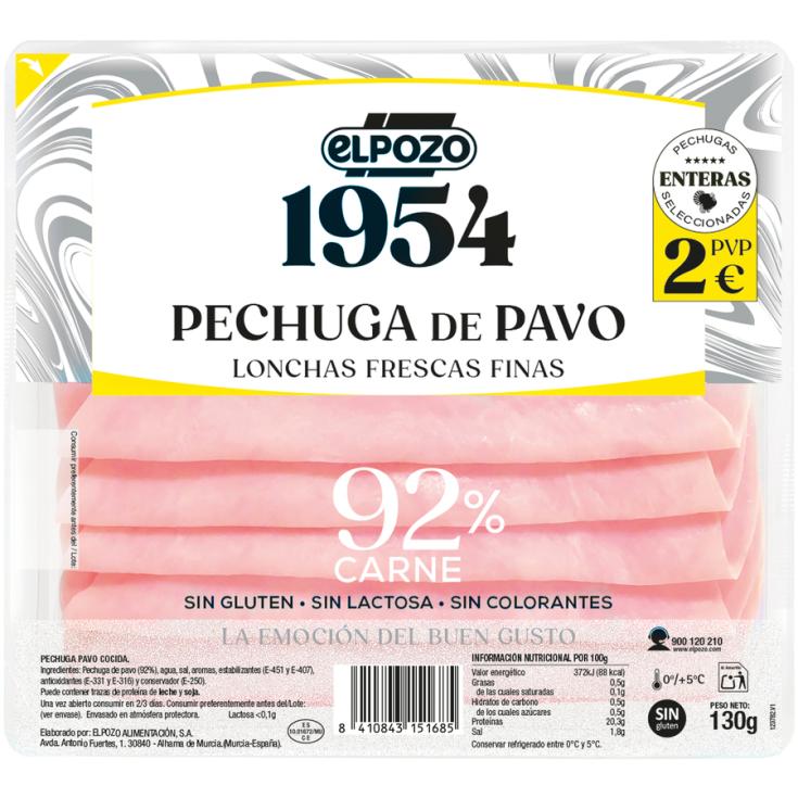 PECHUGA PAVO LONCHAS 1954 EL POZO 130G