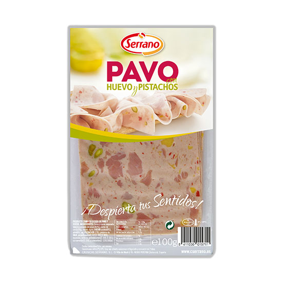 Pavo c/huevo y pistacho lonchas Serrano 90g