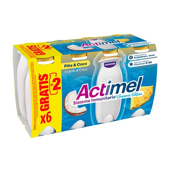 YOGUR LIQUIDO COCO/PIÑA ACTIMEL DANONE P8 100G/U