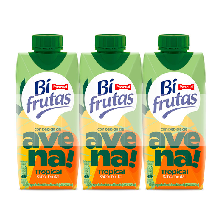 BEBIDA FUNCIONAL C/AVENA SABOR TROPICAL BIFRUTAS PASCUAL P3 330ML/U