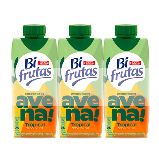 BEBIDA FUNCIONAL C/AVENA SABOR TROPICAL BIFRUTAS PASCUAL P3 330ML/U