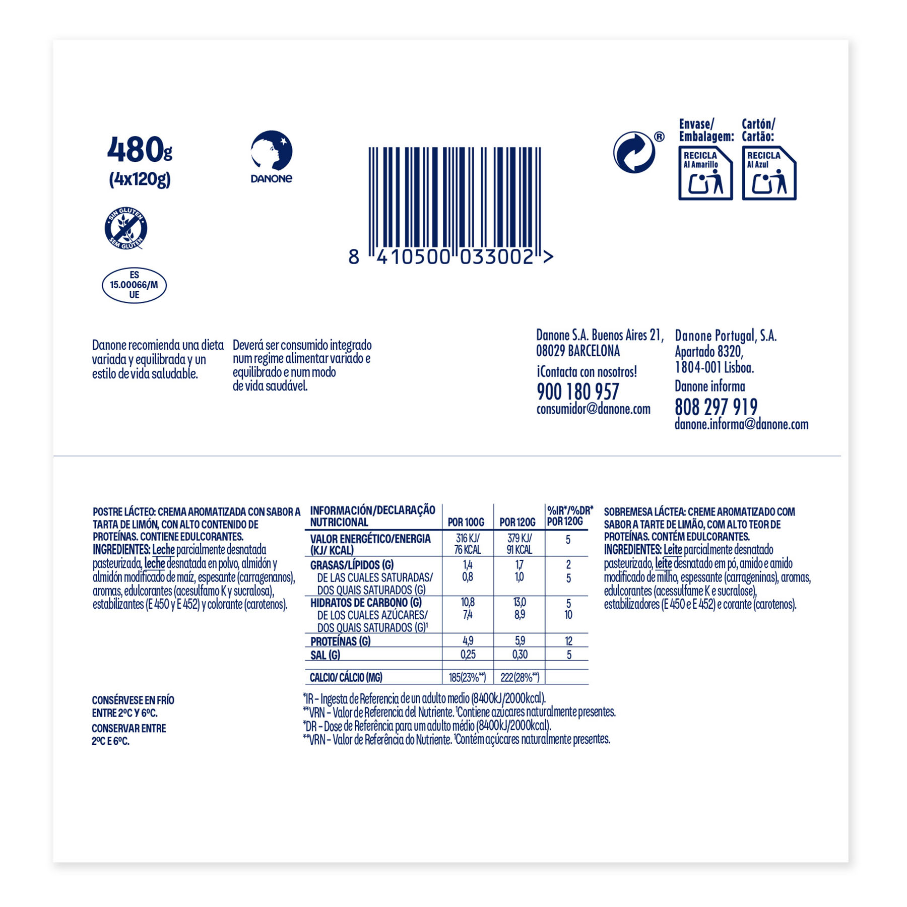 NATILLA LEMON PIE PROTEINA DANONE P4 120G/U