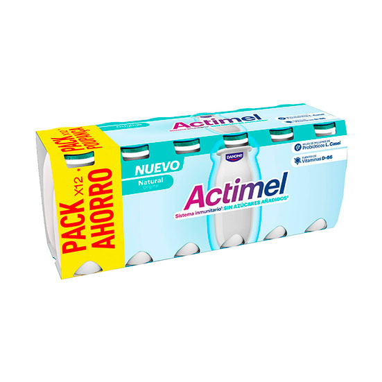 Yogur liquido nas natural actimel Danone p12 100g/u