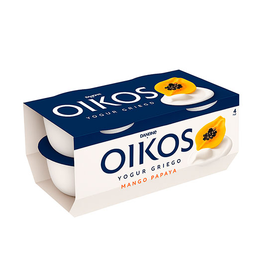 Yogur griego mango papaya oikos Danone p4 110g/u