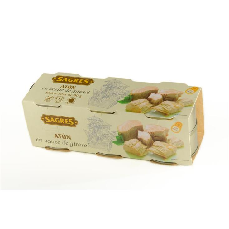 ATUN CLARO ACEITE GIRASOL R080 SAGRES P6 52G/U ESCUR ...