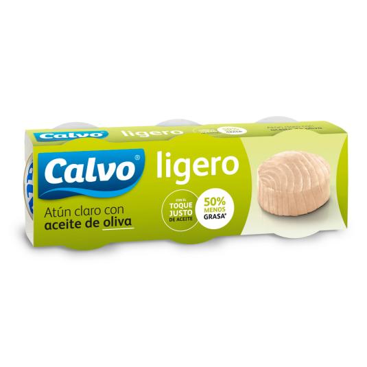 ATUN CLARO ACEITE OLIVA LIGERO LATA CALVO P3 56G/U ESCUR