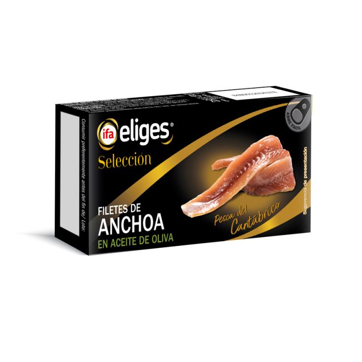FILETES DE ANCHOA DEL CANTÁBRICO ACEITE DE OLIVA RR74 IFA ELIGES 50G ESCURR
