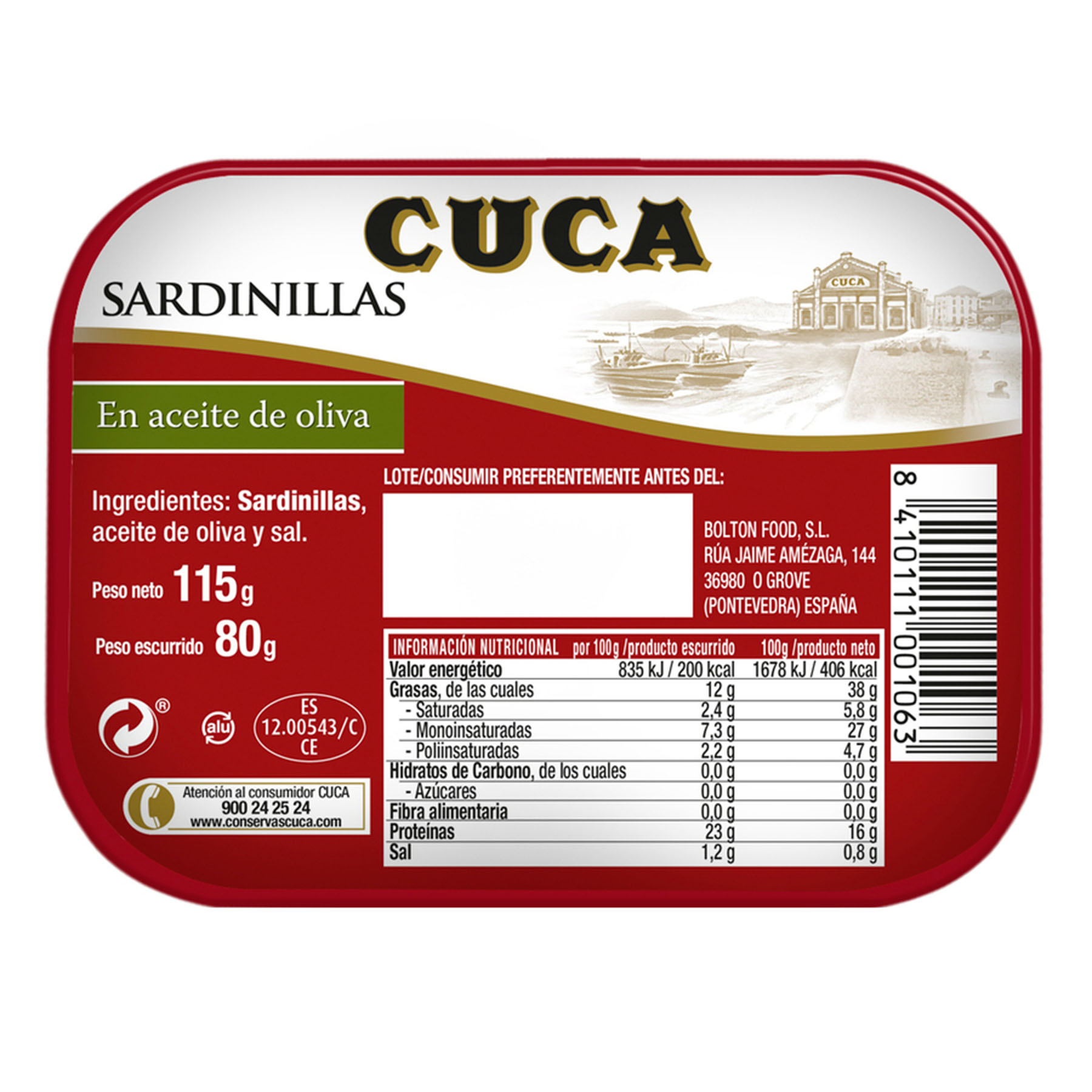 SARDINILLA ACEITE OLIVA CUCA 115G