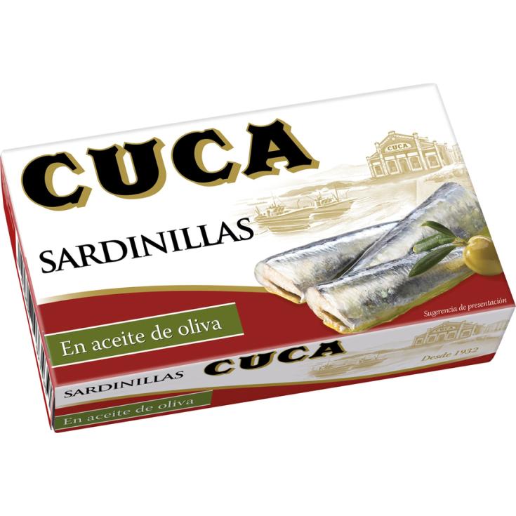 SARDINILLA ACEITE OLIVA RR-90 LATA CUCA 85G ESCUR