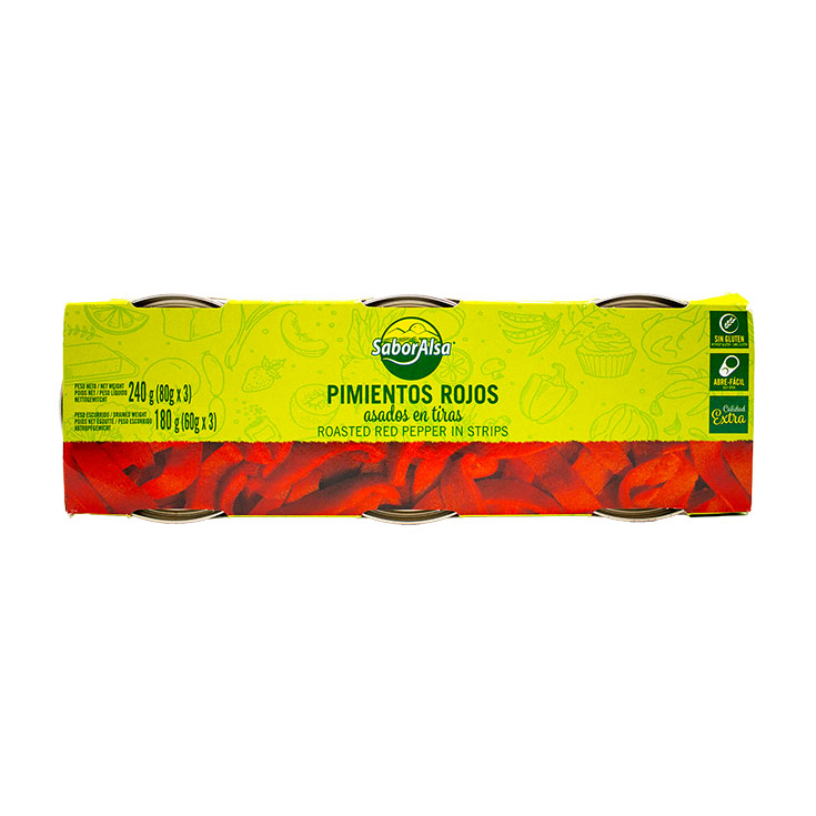 PIMIENTO ROJO ASADO TIRA LATA SABORALSA P3 60G/U ESCURR