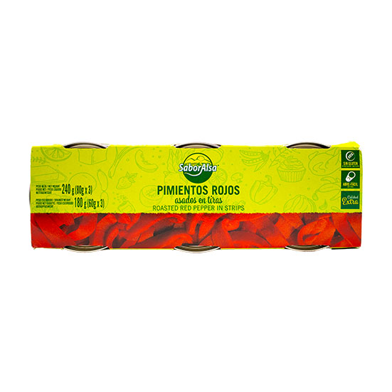 PIMIENTO ROJO ASADO TIRA LATA SABORALSA P3 60G/U ESCURR