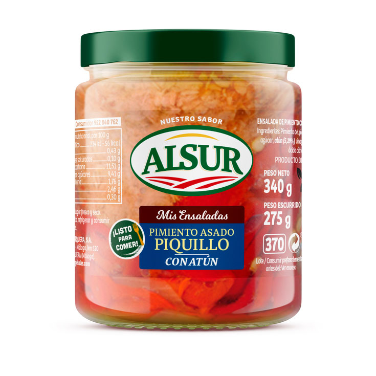 ENSALADA PIMIENTOS C/ATÚN CRISTAL ALSUR 275G ESCURR