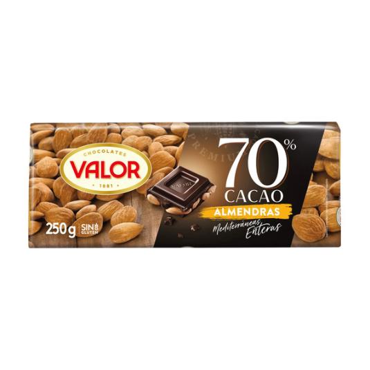 CHOCOLATE NEGRO 70% ALMENDRA VALOR 250G