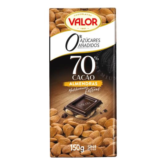 CHOCOLATE S/A NEGRO 70% ALMEND VALOR 150G