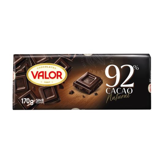 CHOCOLATE NEGRO 92% VALOR 170G