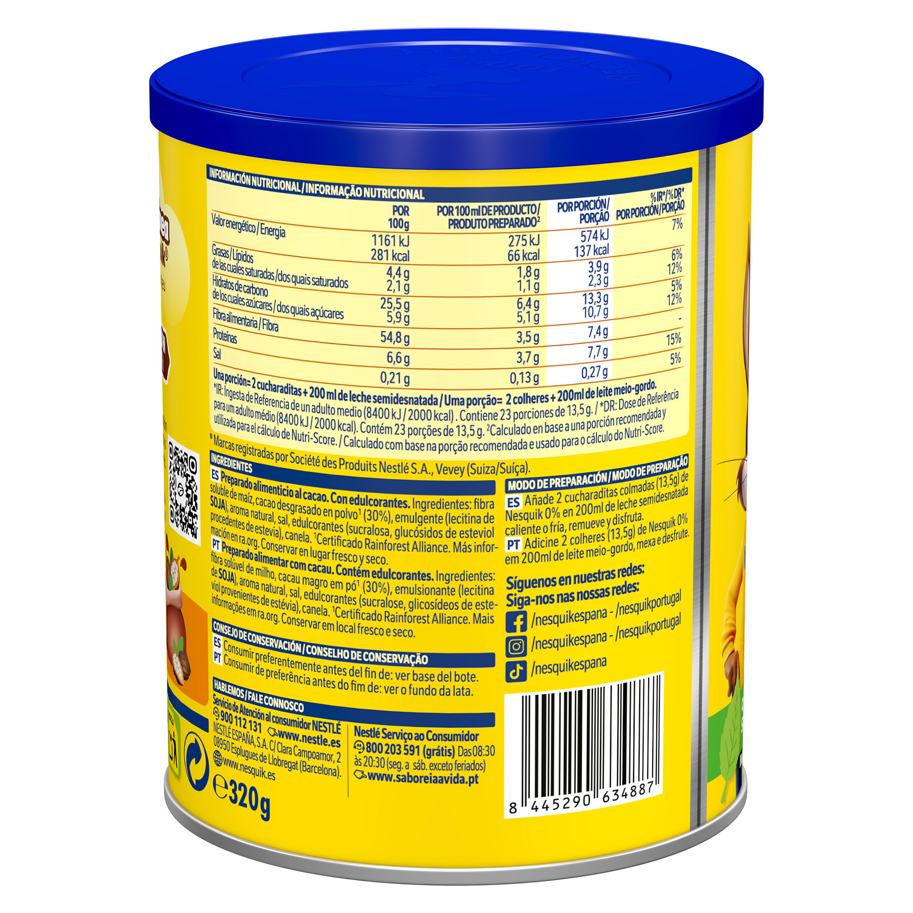 CACAO EN POLVO 0%AZUCAR NESQUIK 320G