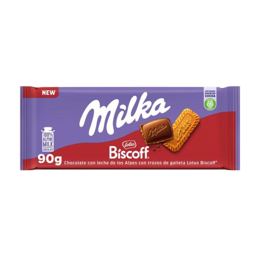 CHOCOLATE LECHE C/GALLETA LOTUS MILKA 90G