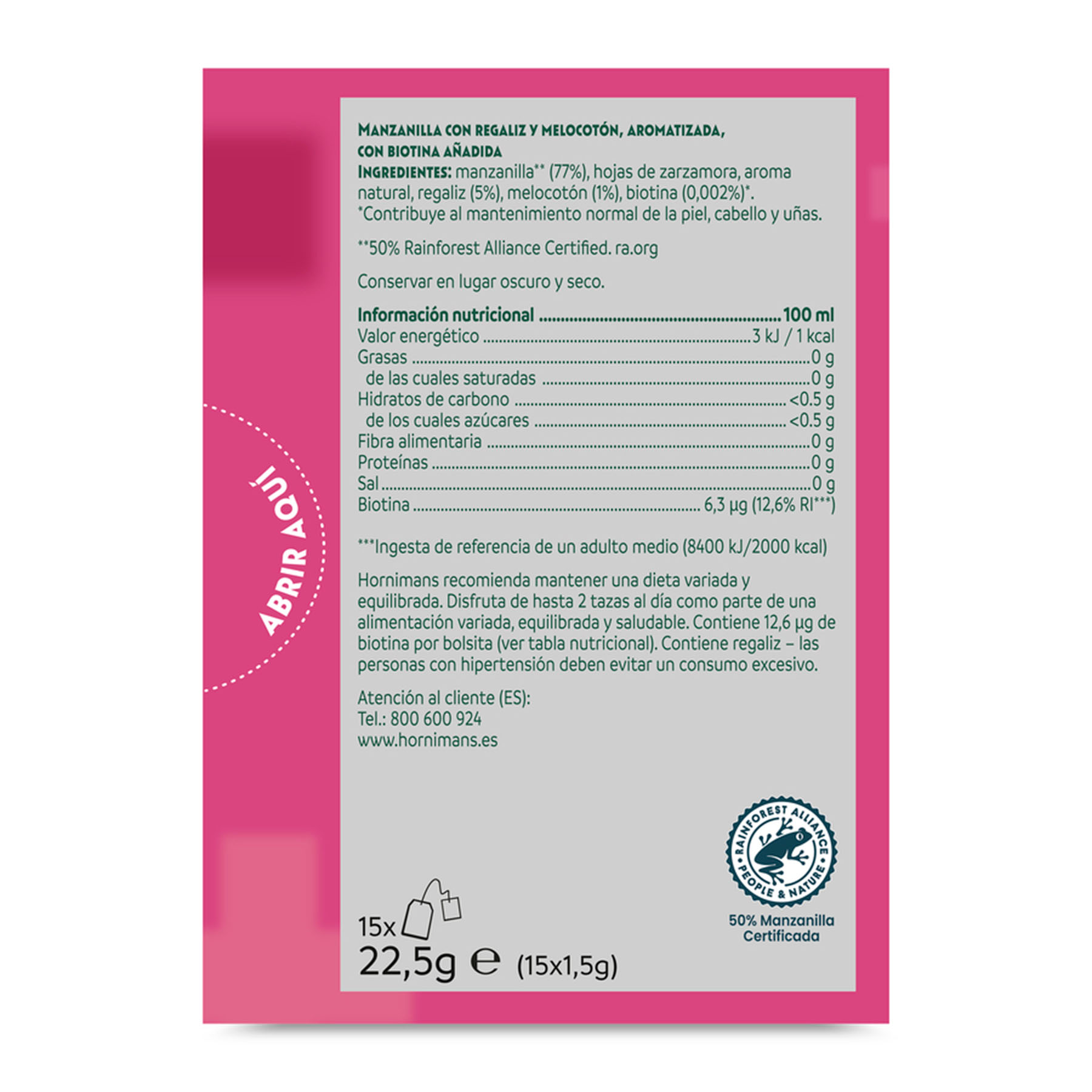 INFUSIÓN BIOTINA BIENESTAR + HORNIMANS P15