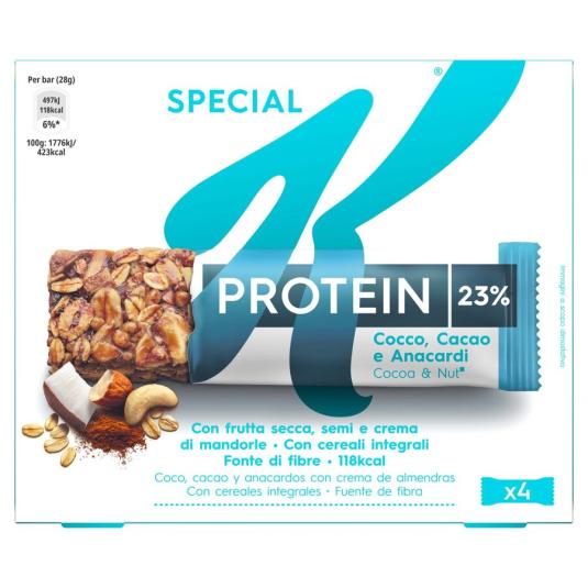 BARRITA CEREAL C/CHOCOLATE PROTEINA SPECIAL K P4 28G/U