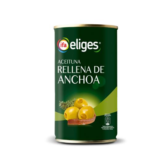 ACEITUNA MANZANILLA RELLENAS ANCHOA LATA IFA ELIGES 150G ESCURR